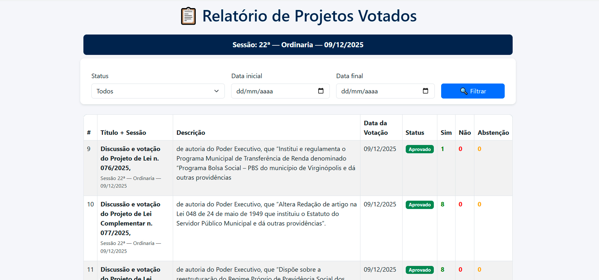 Tela administrativa